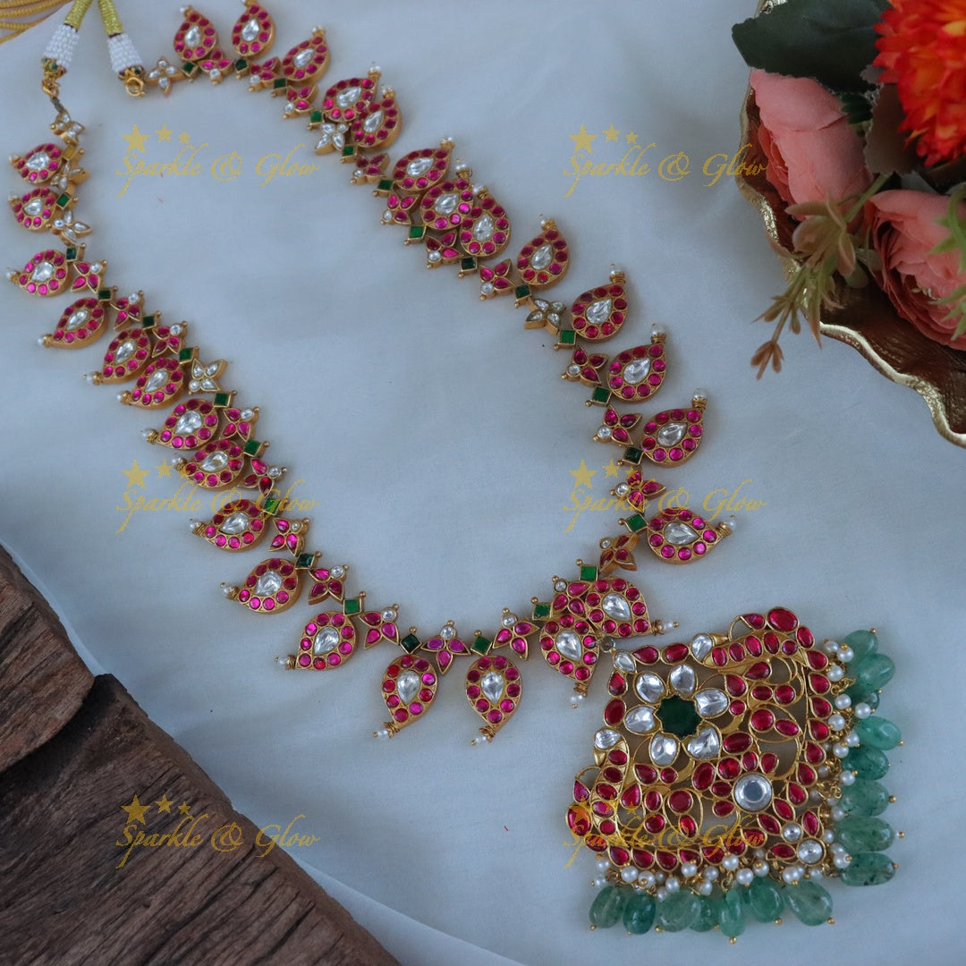 Exquisite Jadau Kundan Floral Wedding Necklace