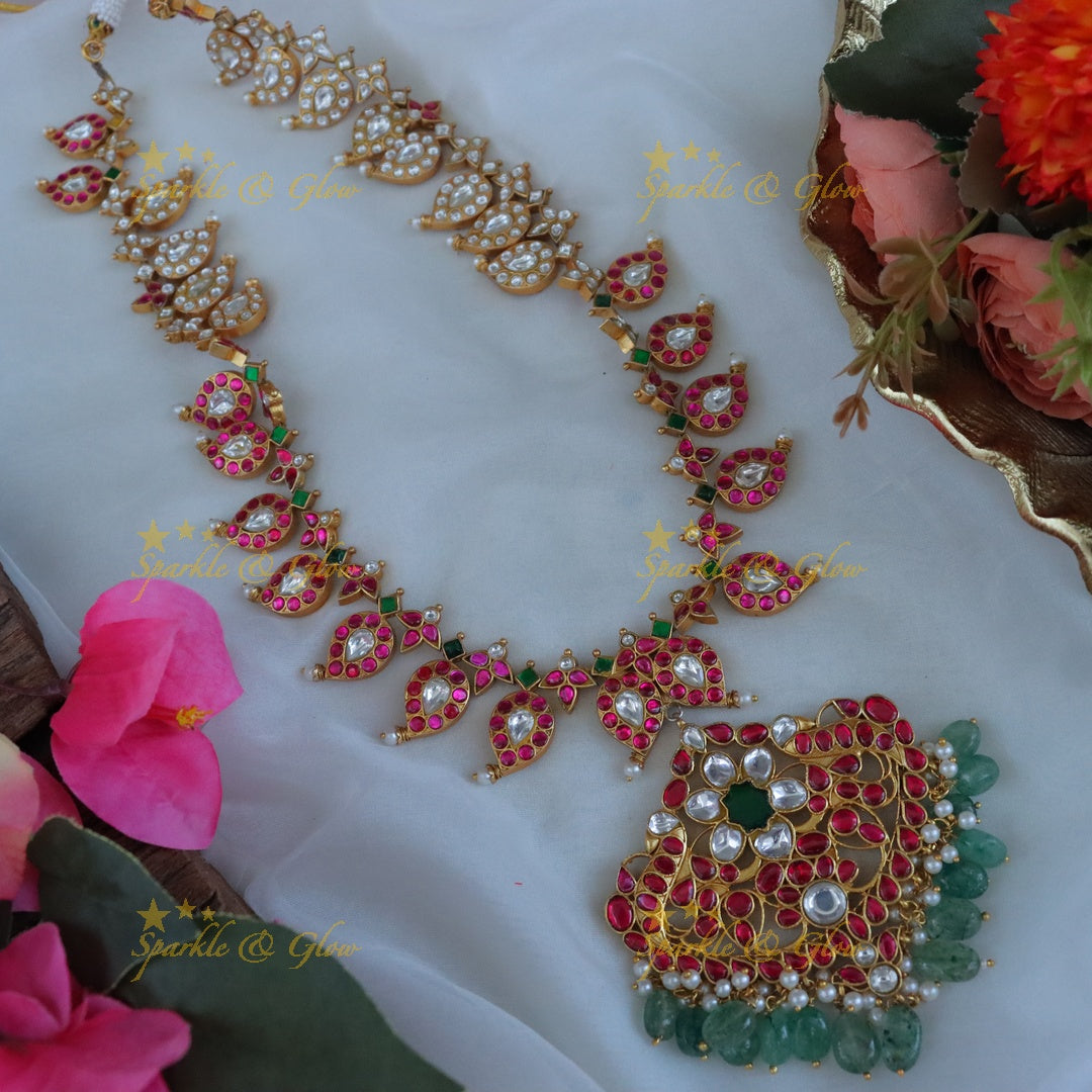Exquisite Jadau Kundan Floral Wedding Necklace