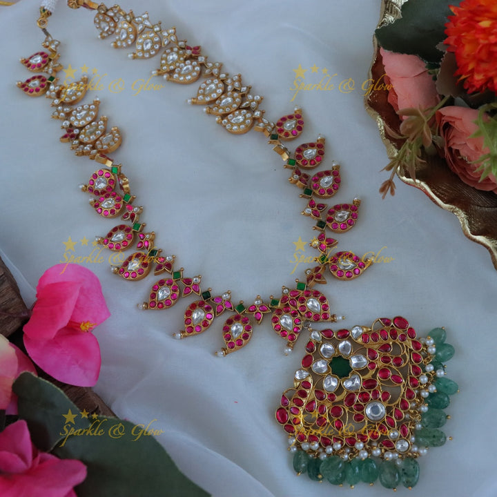 Exquisite Jadau Kundan Floral Wedding Necklace