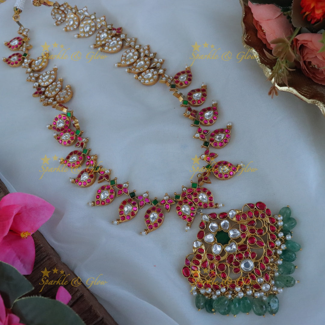 Exquisite Jadau Kundan Floral Wedding Necklace