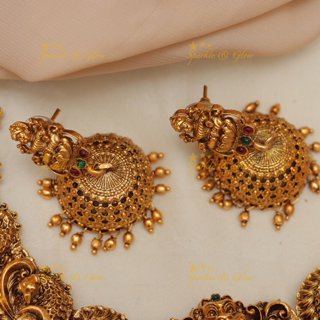 Luxurious Lakshmi Peacock Bridal Necklace Set