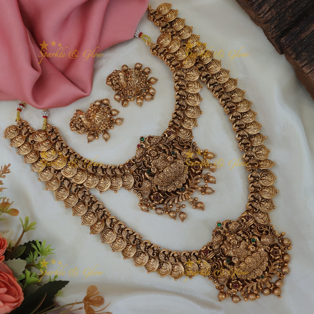 Lavish Lakshmi Temple Necklace Bridal Set - Premium Craftsmanship