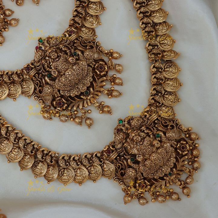 Lavish Lakshmi Temple Necklace Bridal Set - Premium Craftsmanship