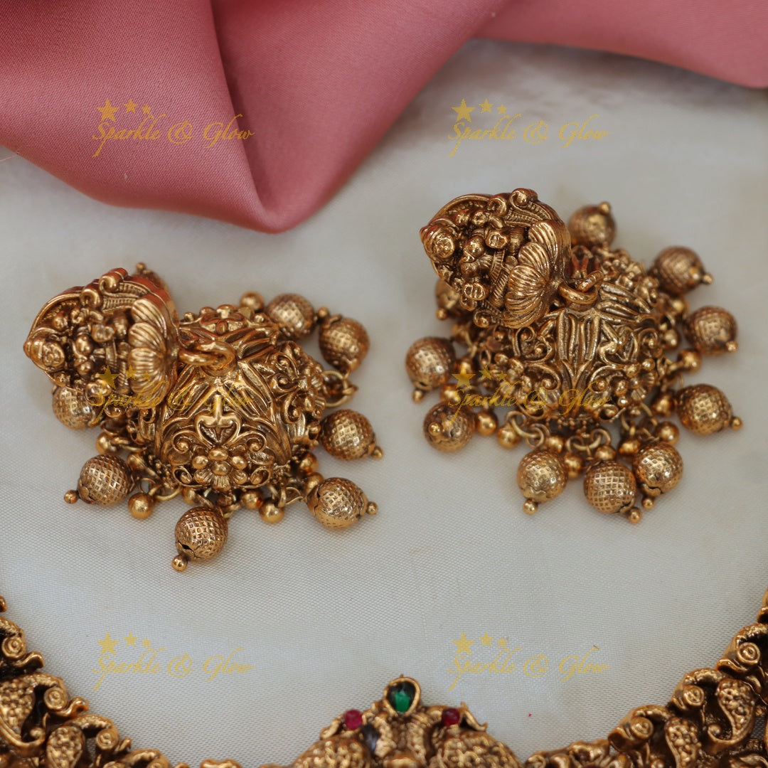 Lavish Lakshmi Temple Necklace Bridal Set - Premium Craftsmanship