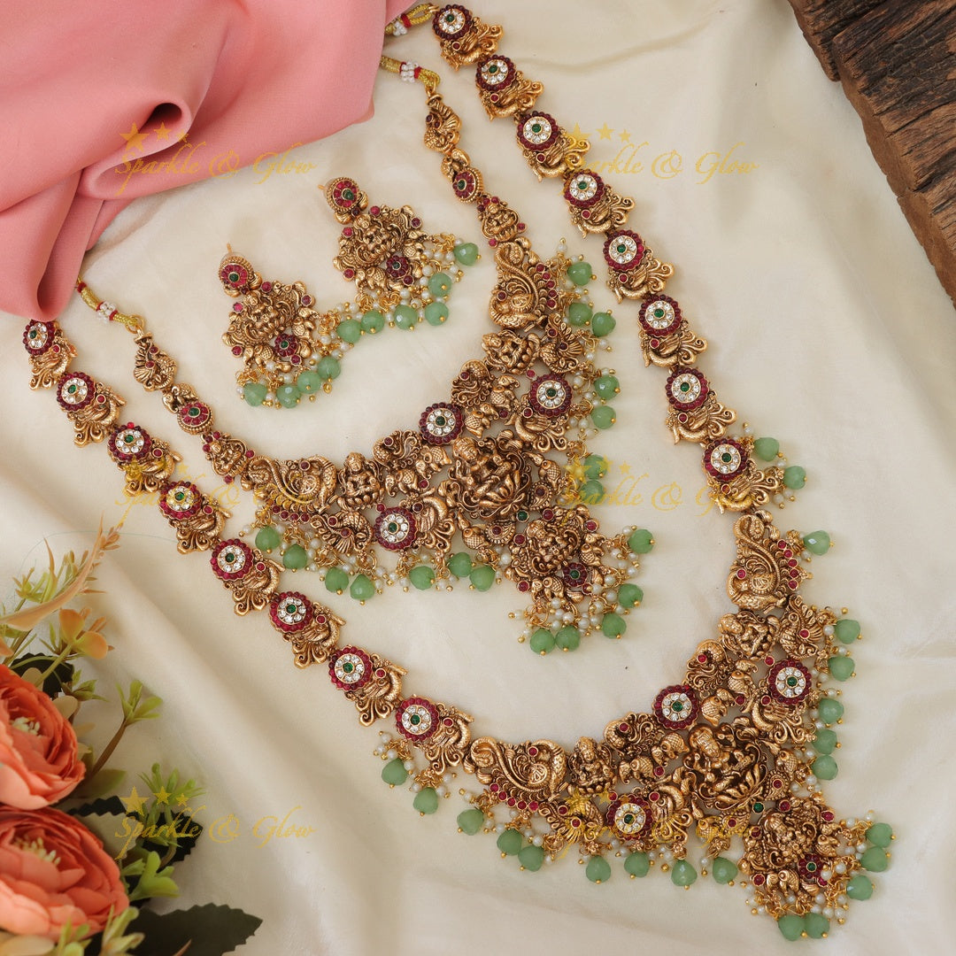 Majestic Lakshmi Temple Necklace Set - Exquisite & Elegant