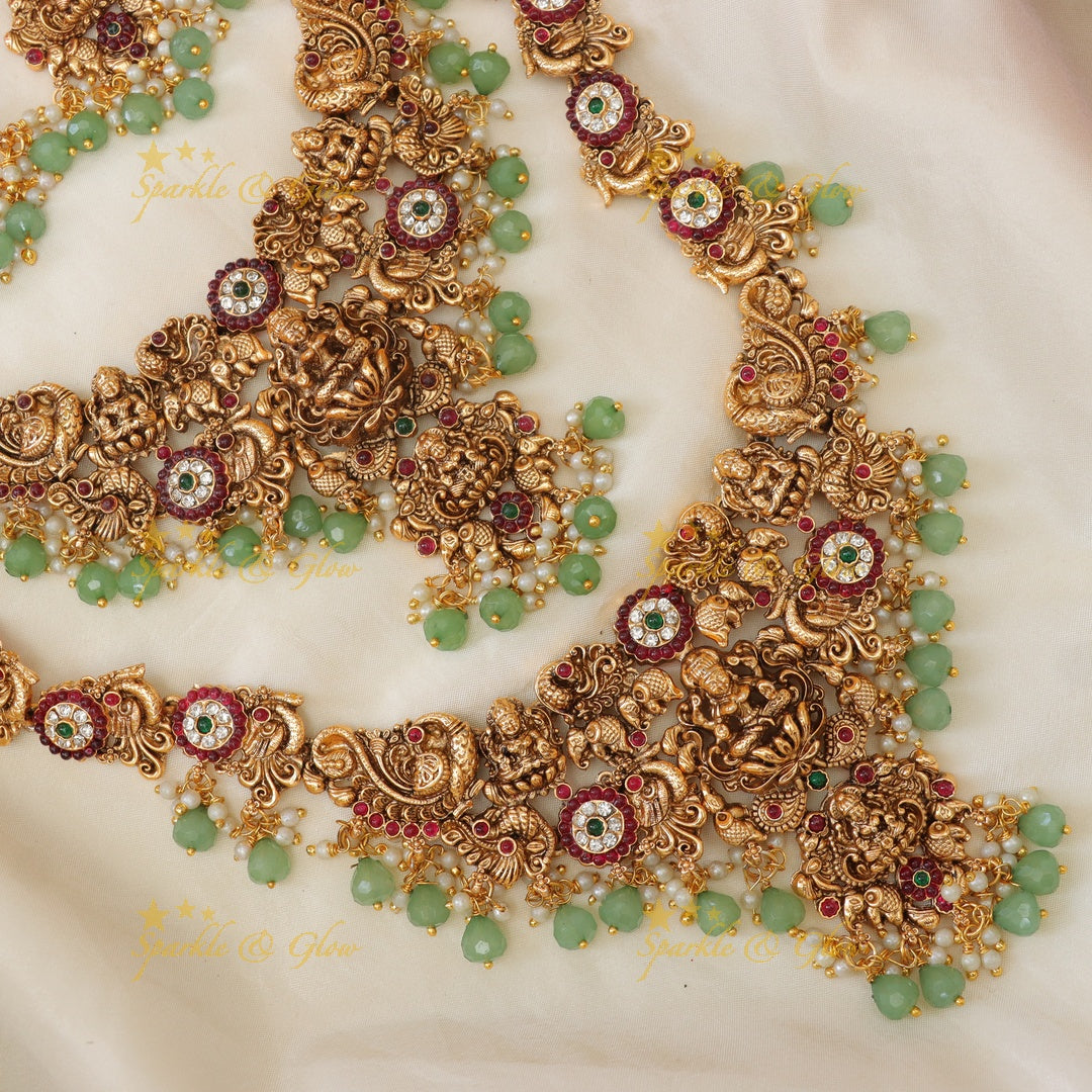 Majestic Lakshmi Temple Necklace Set - Exquisite & Elegant