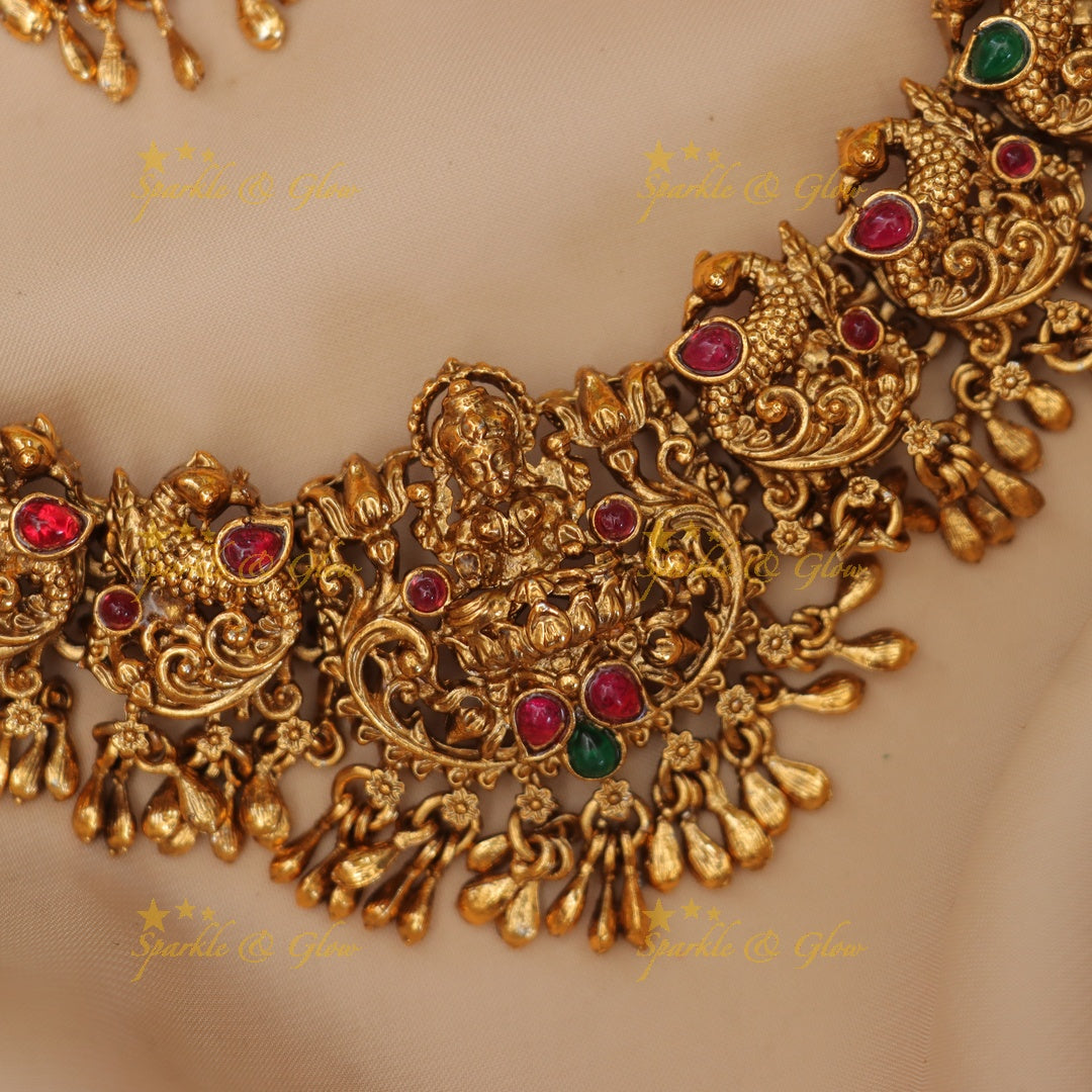 Exquisite Idol Lakshmi Peacock Bridal Necklace