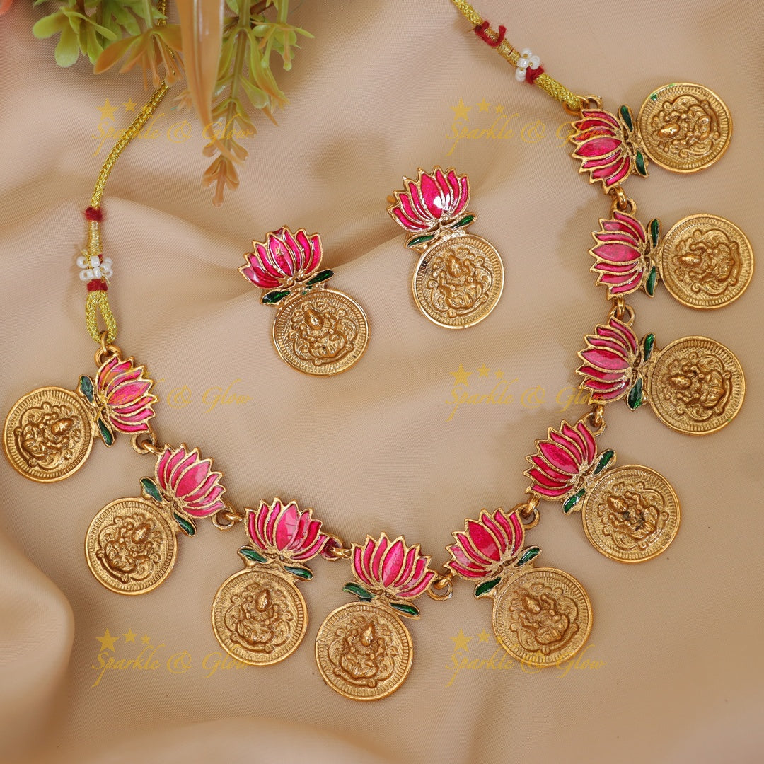 Exquisite Lotus Coin Necklace for Festive Elegance