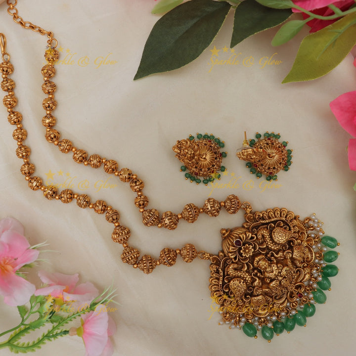 Exquisite Lakshmi Temple Necklace Set | Festive Glamour