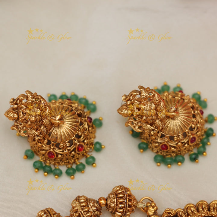 Exquisite Lakshmi Temple Necklace Set | Festive Glamour