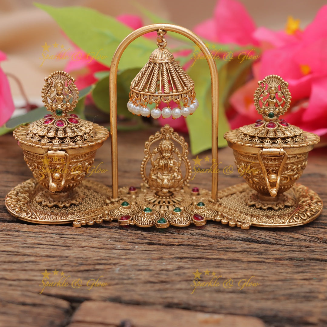 Exquisite Lakshmi Temple Kumkum Box for Festivities