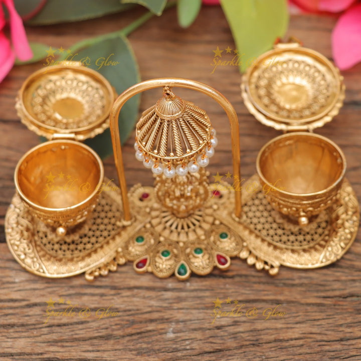 Exquisite Lakshmi Temple Kumkum Box for Festivities