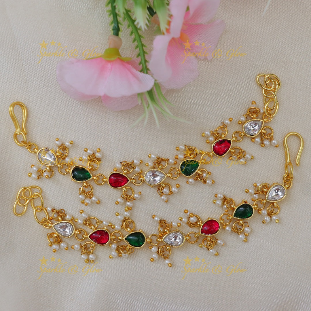 Exquisite Jadau Kundan Ear Chain - Wedding Elegance