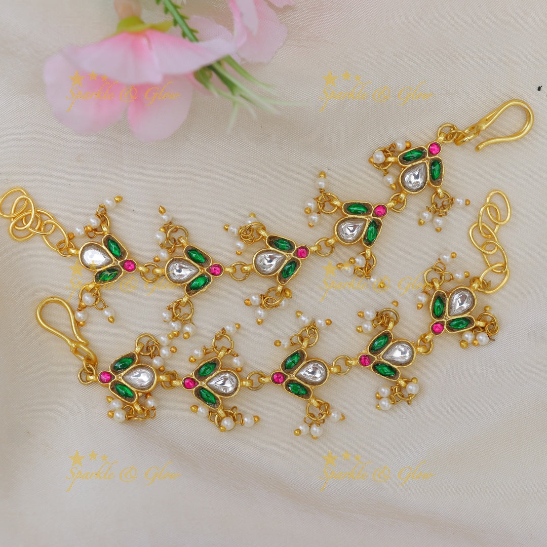 Radiant Jadau Kundan Ear Chain - Perfect for Festivities