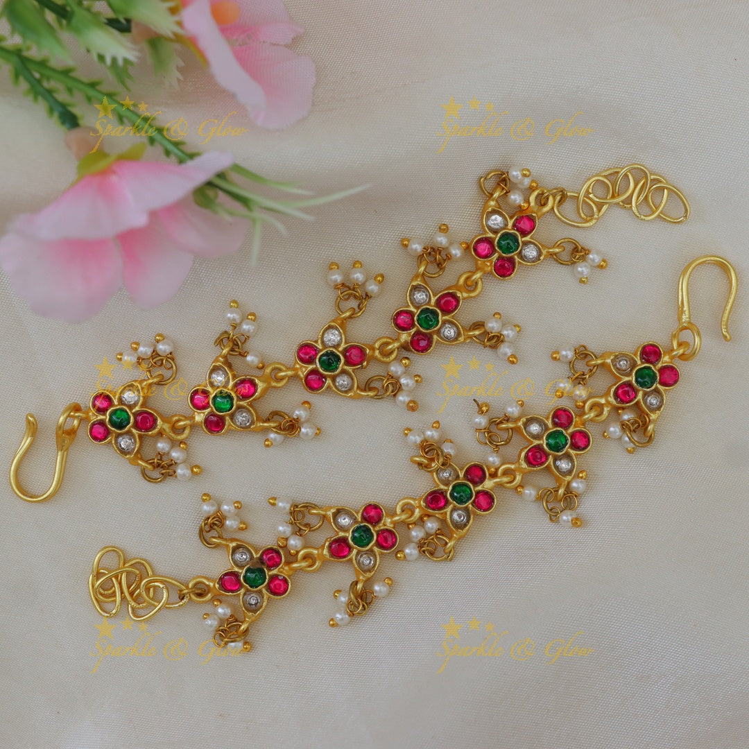 Glamorous Jadau Kundan Ear Chains for Festive Elegance