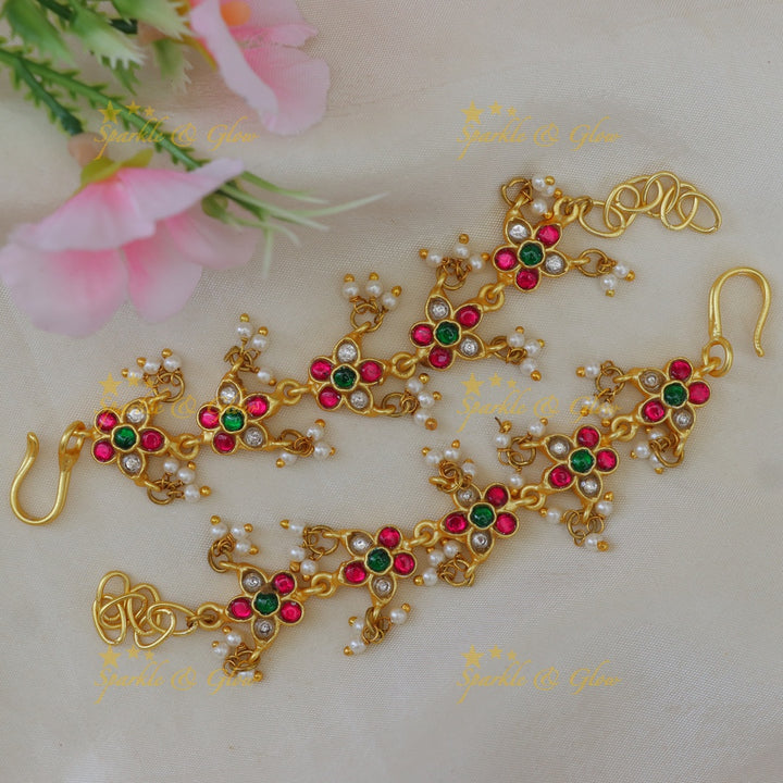 Glamorous Jadau Kundan Ear Chains for Festive Elegance