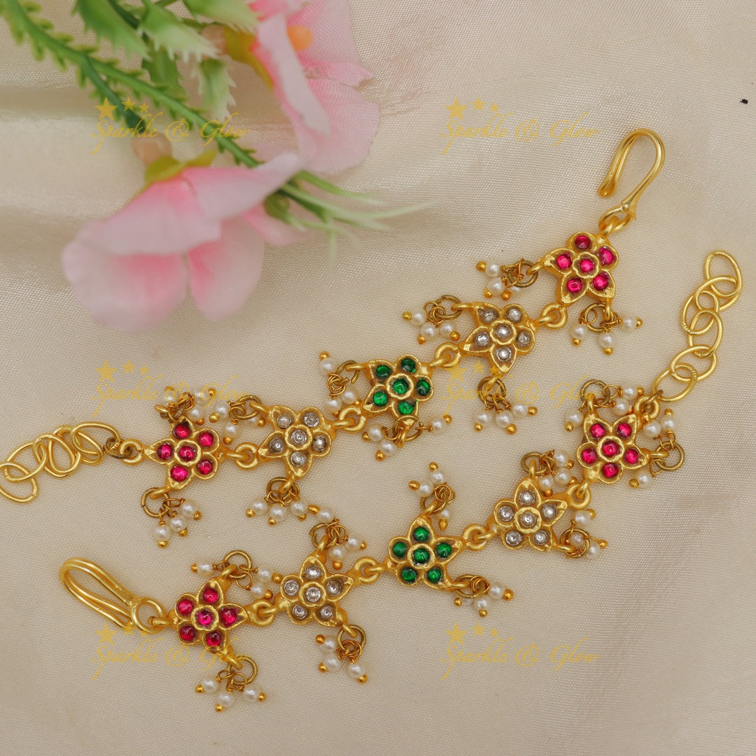 Glamorous Jadau Kundan Ear Chains for Festive Elegance
