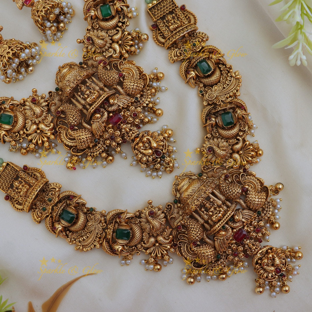 Luxurious Lakshmi Peacock Bridal Set – Sparkle & Glow