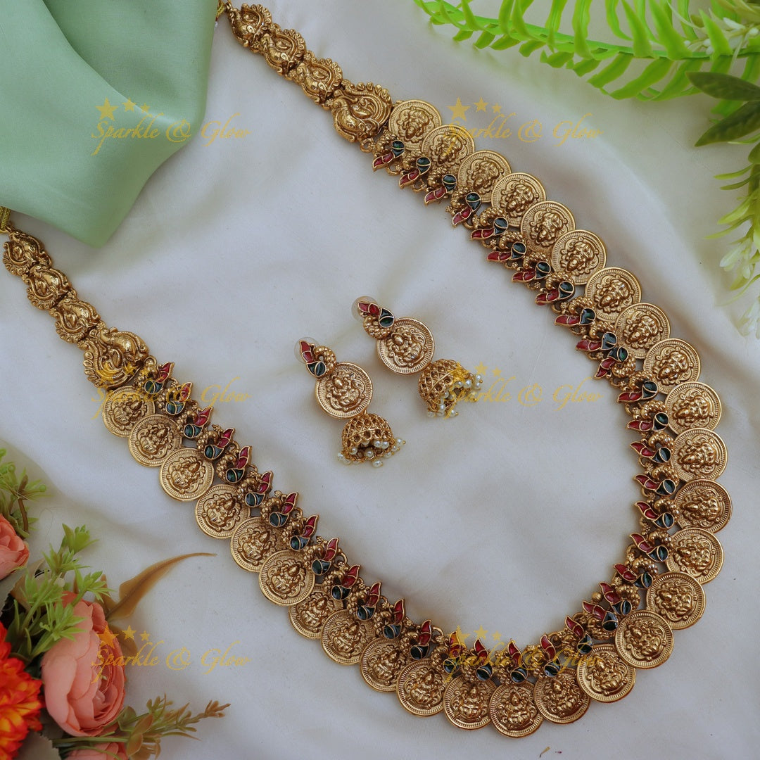 Exquisite Lakshmi Coin Kemp Necklace for Brides