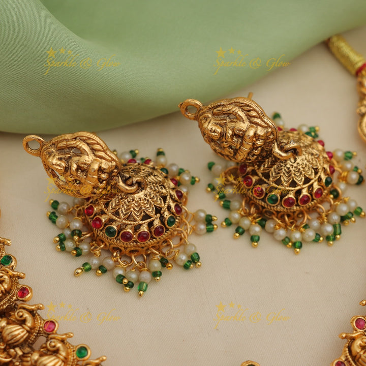 Exquisite Lakshmi Temple Necklace for Bridal Elegance
