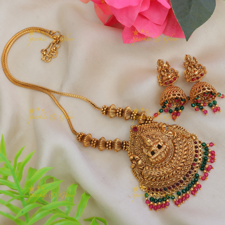 Exquisite Lakshmi Temple Necklace Set - Sparkle & Glow