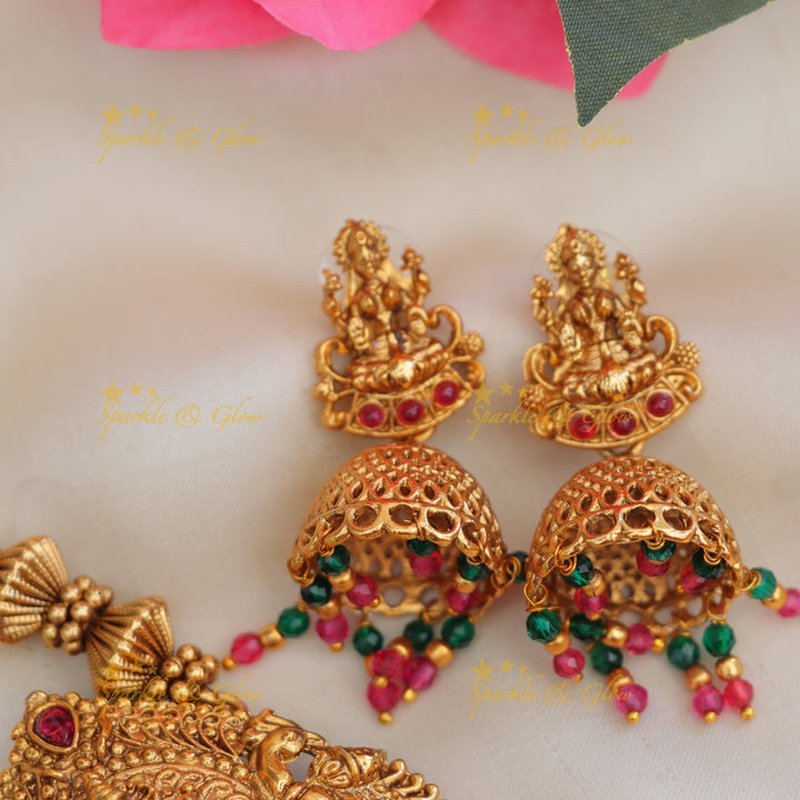 Exquisite Lakshmi Temple Necklace Set - Sparkle & Glow