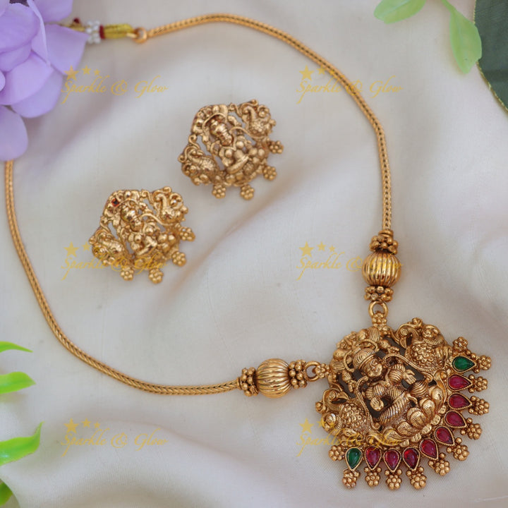 Exquisite Lakshmi Peacock Necklace - Imitation Jewellery