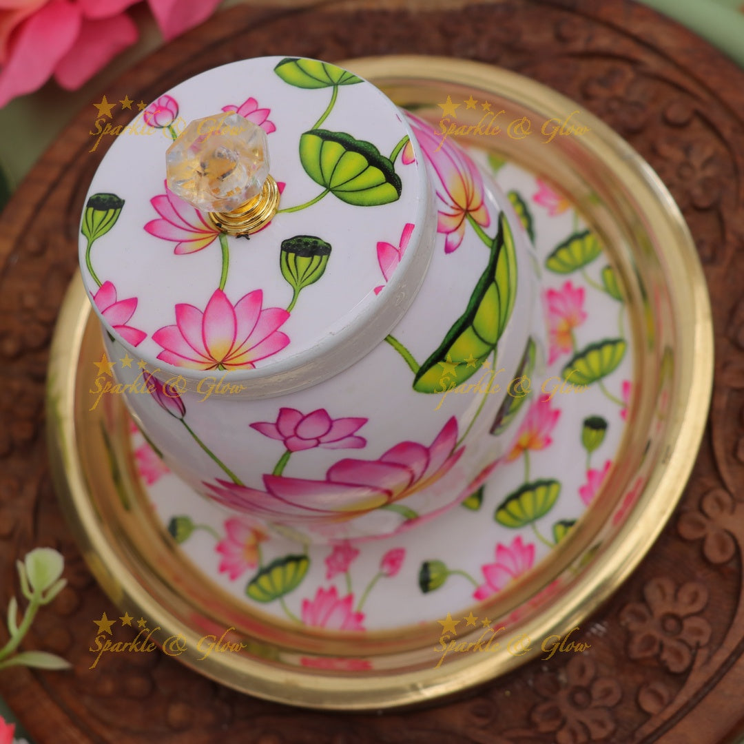 Exquisite Floral Jar & Tray Set - Perfect Festive Gift
