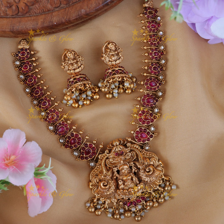 Exquisite Lakshmi Temple Necklace Set | Sparkle & Glow