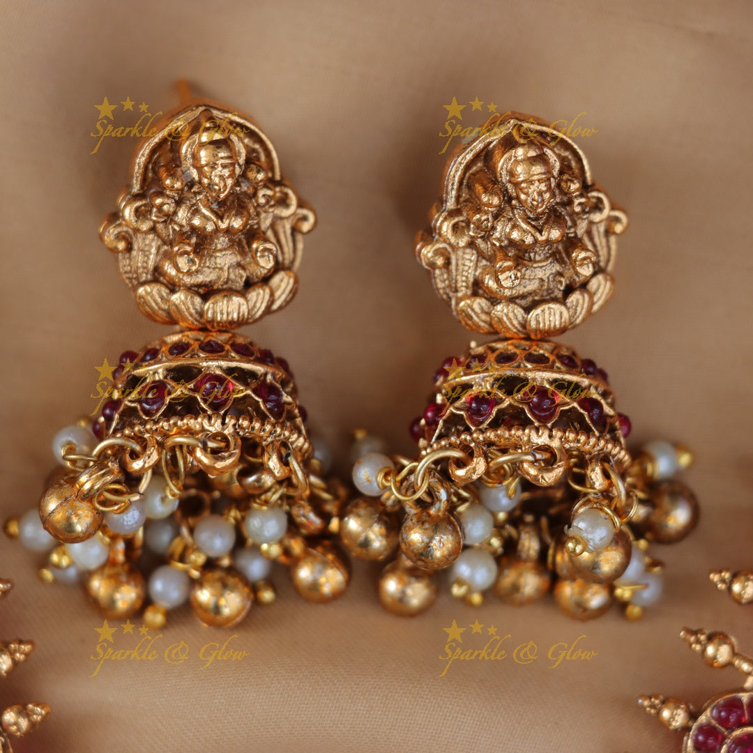 Exquisite Lakshmi Temple Necklace Set | Sparkle & Glow