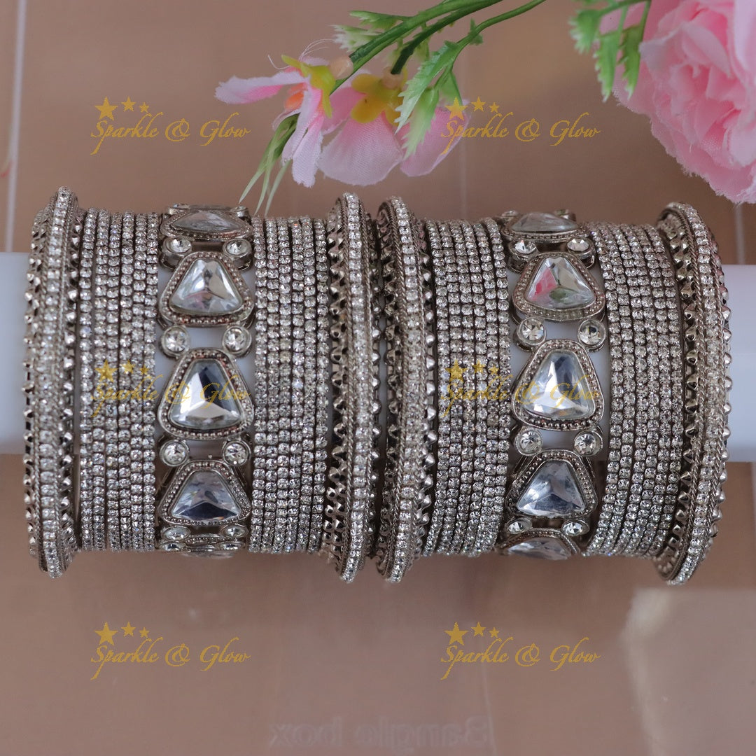 Exquisite Silver Kundan Bangles for Graceful Moments