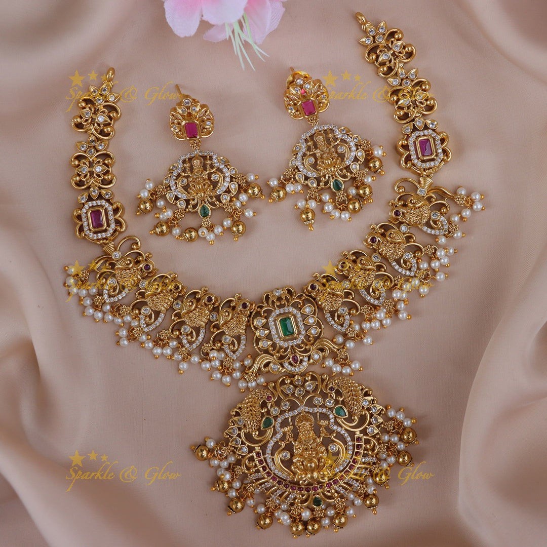 Exquisite Lakshmi Temple Necklace Set - Perfect for Festive Wear