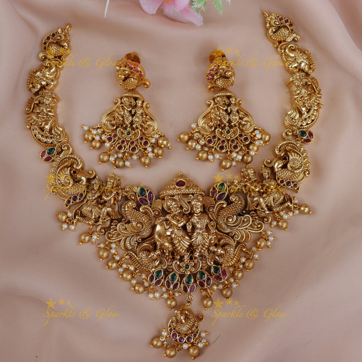 Exquisite Gold Radhakrishna Necklace – Temple Collection