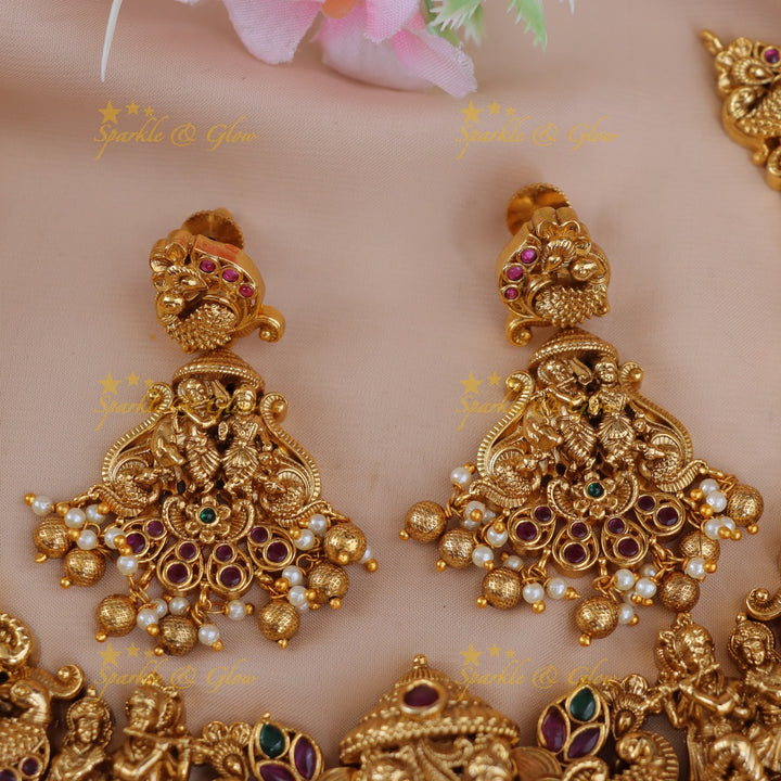 Exquisite Gold Radhakrishna Necklace – Temple Collection