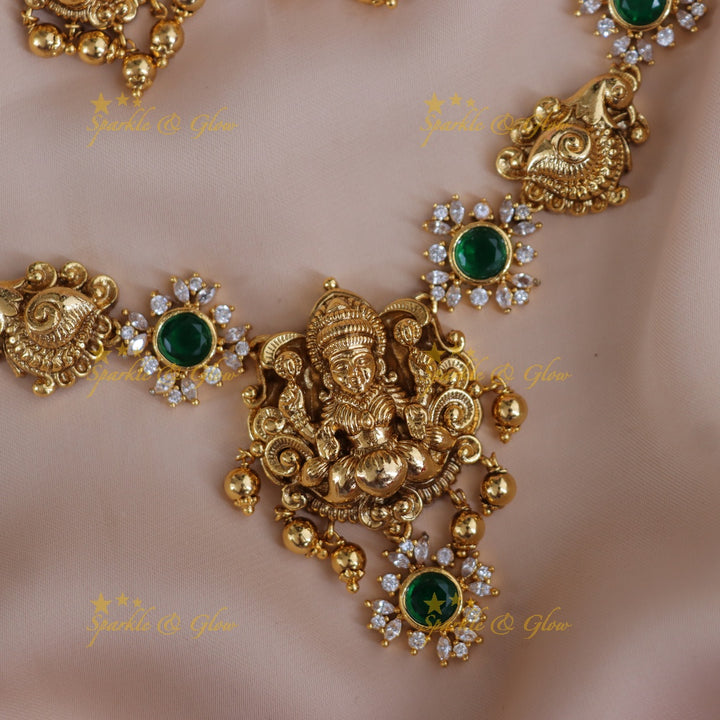 Exquisite Lakshmi Temple Necklace Set for Weddings
