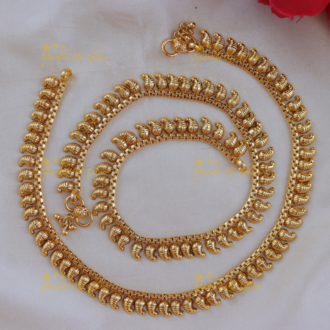 Exquisite Mango Gold Look Anklet for Festive Celebrations
