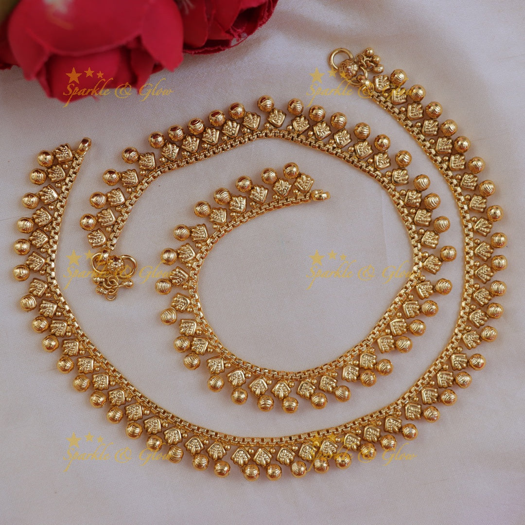 Golden Bead Anklet for Weddings & Festive Magic