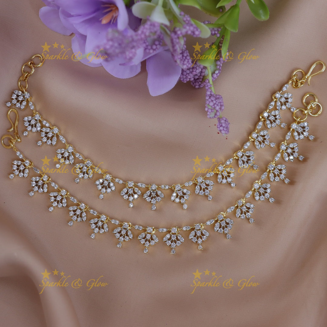 Enchanting Gold Floral Earchains for Festive Glamour
