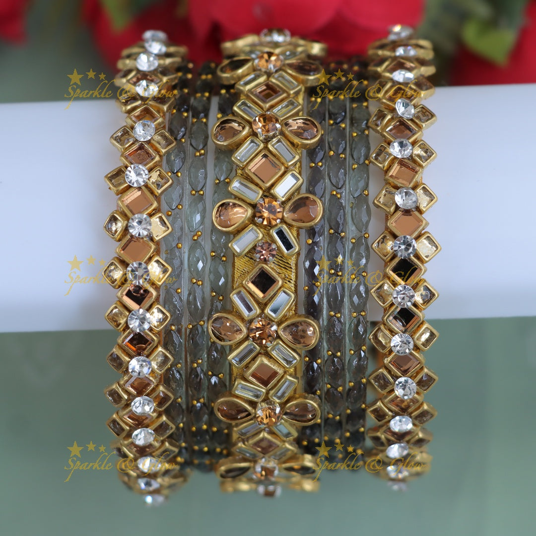 Exquisite Silk Thread Gold Bridal Bangles Collection - One Hand