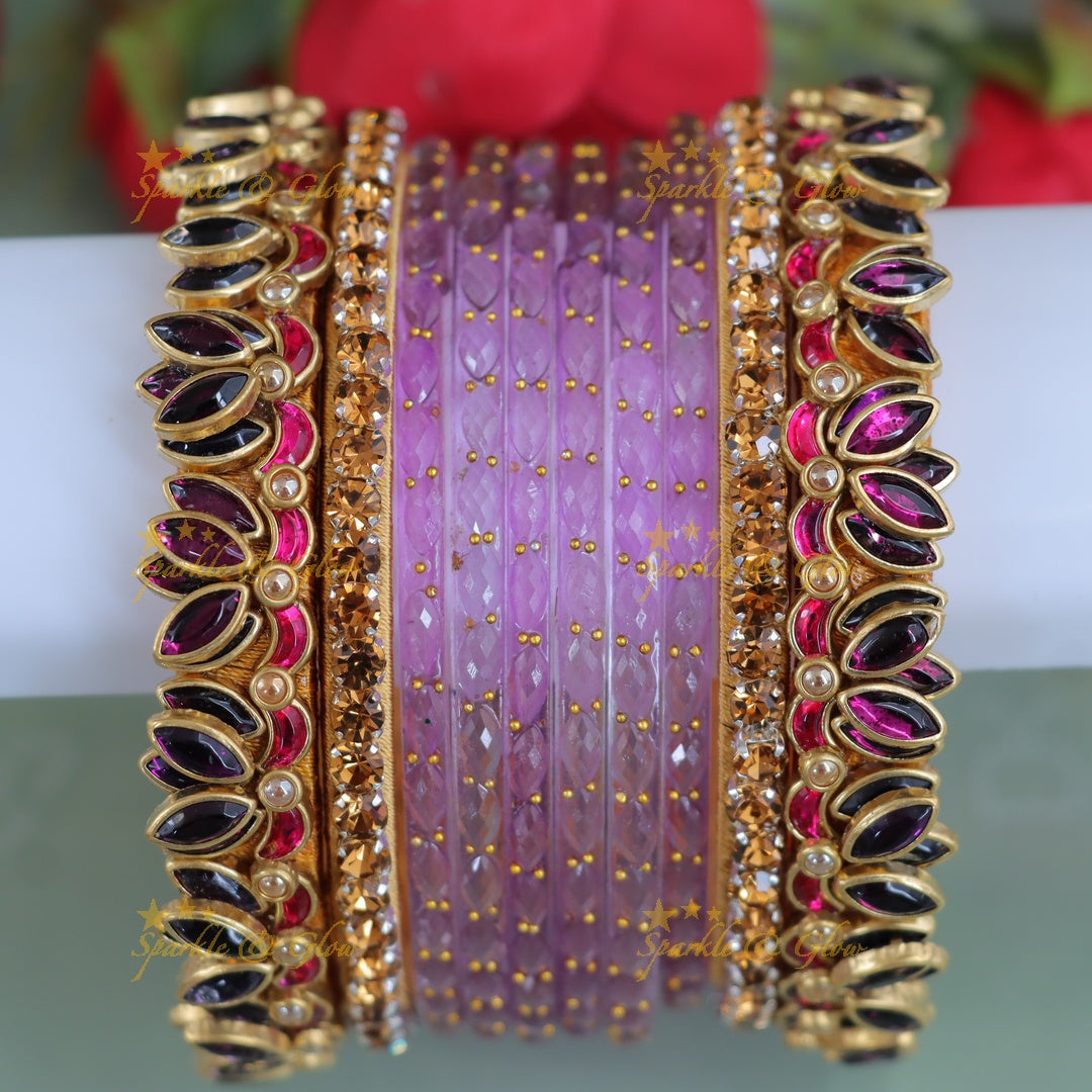 Exquisite Lavender Silk Bangles for Wedding Glamour - One Hand