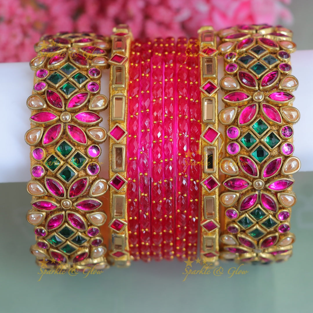 Exquisite Silk Thread Kundan Bangles for Wedding Glam - One Hand