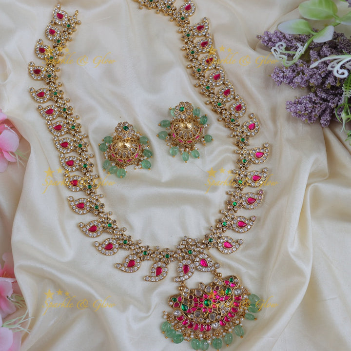 Exquisite Indian Mango Jadau Bridal Necklace Set
