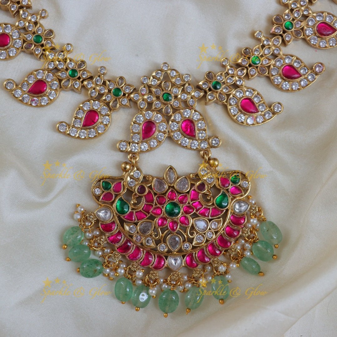 Exquisite Indian Mango Jadau Bridal Necklace Set