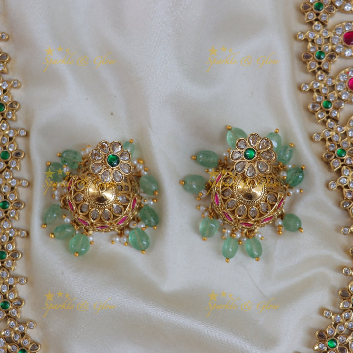 Exquisite Indian Mango Jadau Bridal Necklace Set