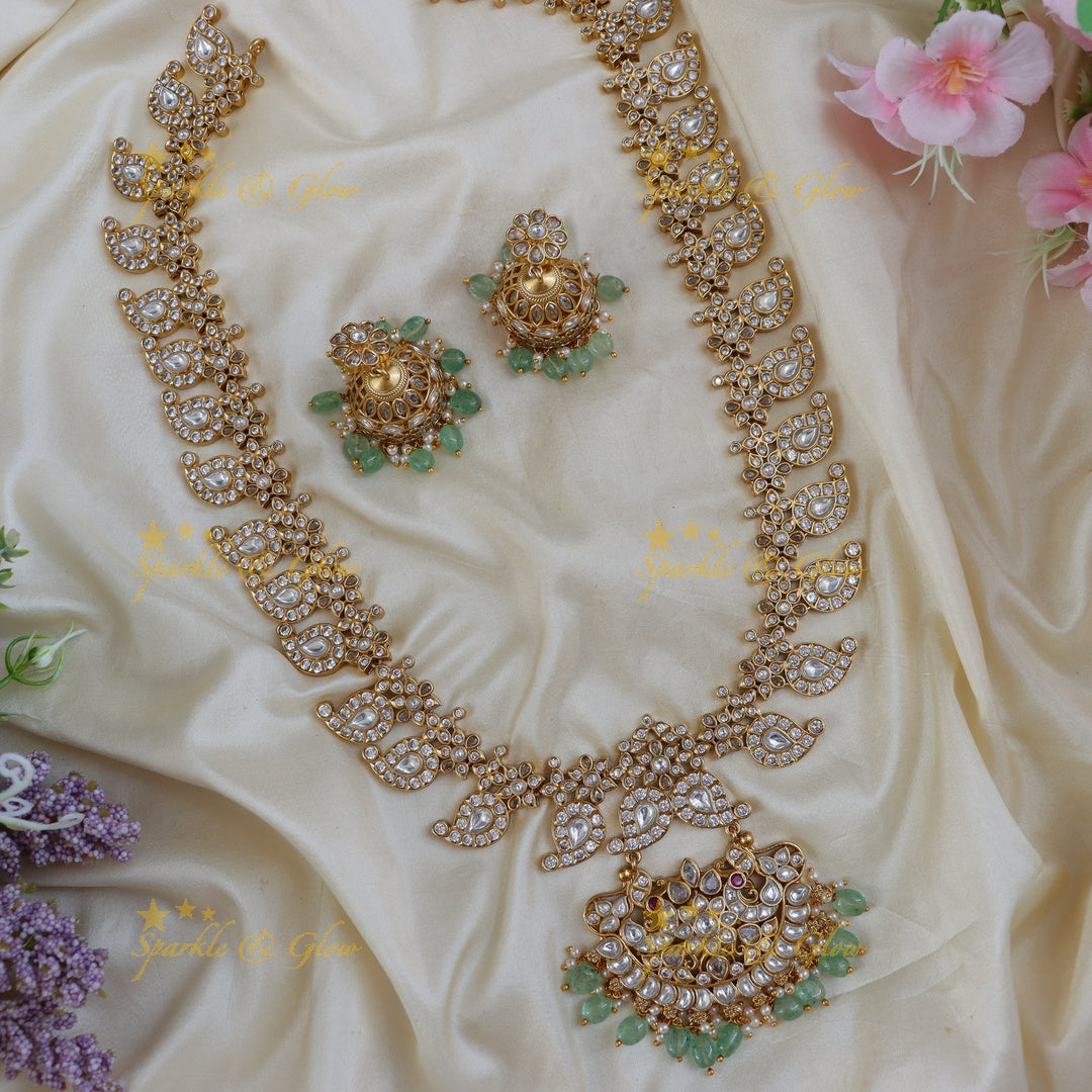 Exquisite Indian Mango Jadau Bridal Necklace Set