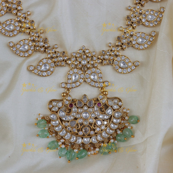 Exquisite Indian Mango Jadau Bridal Necklace Set