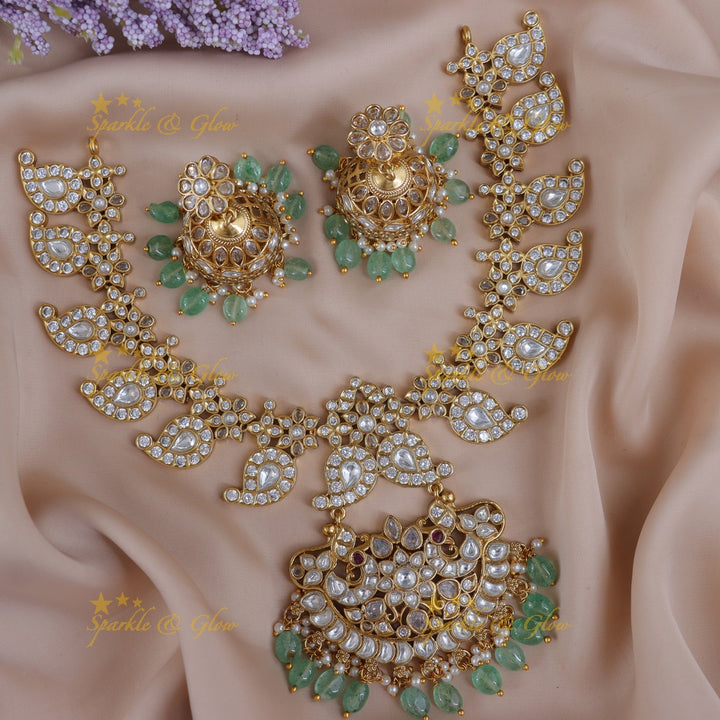 Exquisite Jadau Mango Necklace Set - Sparkle & Shine
