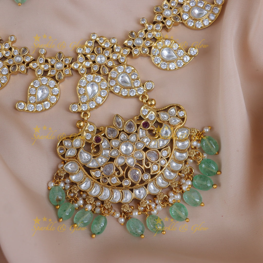 Exquisite Jadau Mango Necklace Set - Sparkle & Shine