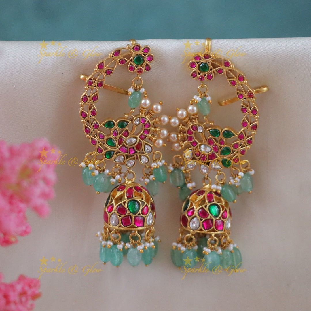 Exquisite Jadau Peacock Jhumka Earrings - Festive Special