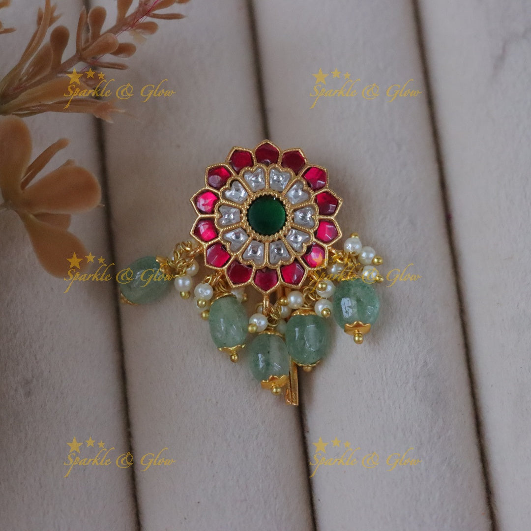 Exquisite Gold Floral Jadau Hairpin - Perfect for Celebrations